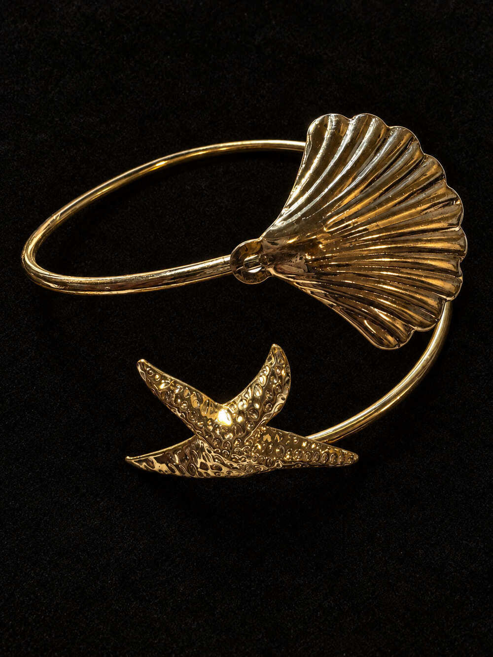 ⚜️ Gold-Tone Bangle | Scallop Shell & Starfish Wrap Cuff Bracelet 💗